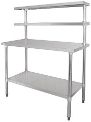  Vogue Table inox avec 2 &eacute;tag&egrave;res sup&eacute;rieures 1800mm 