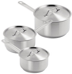  Vogue Set de 3 casseroles et couvercles inox Vogue 