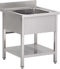  Gastro M Plonge inox avec &eacute;tag&egrave;re basse 1 bac 700 x 700 x 850mm 