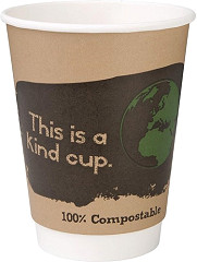  Fiesta Gobelets boissons chaudes compostables en PLA double paroi Green 355ml (x500) 
