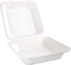  Fiesta Bo&icirc;tes avec couvercle &agrave; charni&egrave;re compostables en bagasse Green 236mm (lot de 200) 