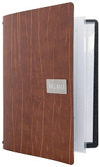  Securit Prot&egrave;ge-menu en cuir recycl&eacute; Gamme Leather A4 marron 
