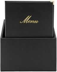  Securit Bo&icirc;te avec 20 prot&egrave;ge-menus simili cuir A4x4 Classic noirs 