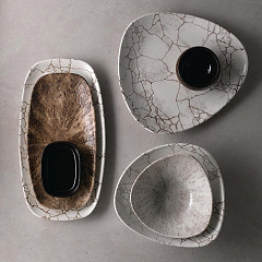  Churchill Bols triangulaires Studio Prints Kintsugi Agate Grey Lotus 177mm (Lot de 12) 
