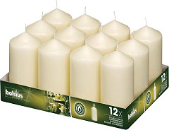  Bolsius Bougies hautes cylindriques ivoire 120mm (lot de 12) 