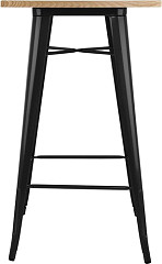  Bolero Table de bar noire avec plateau en bois Bistro 