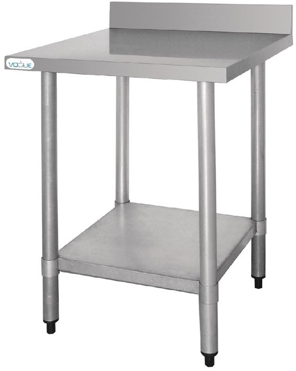  Vogue Table de pr&eacute;paration avec rebord en acier inoxydable 600 x 600mm 