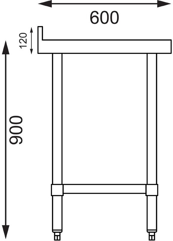  Vogue Table de pr&eacute;paration avec rebord en acier inoxydable 1500 x 600mm 