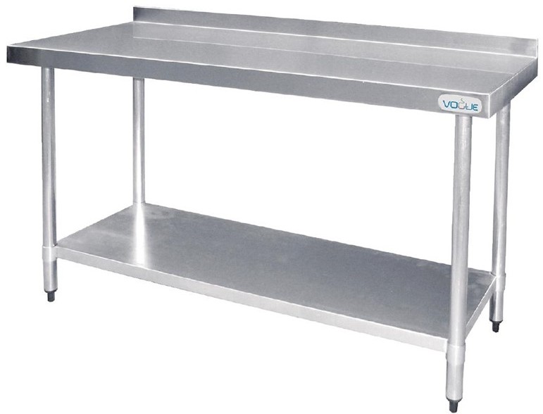  Vogue Table de pr&eacute;paration avec rebord en acier inoxydable 1800 x 600mm 