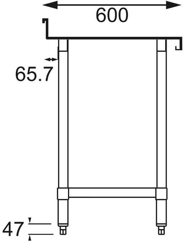  Vogue Table de pr&eacute;paration avec rebord en acier inoxydable 1800 x 600mm 