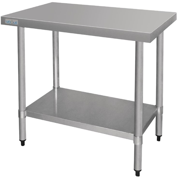  Vogue Table de pr&eacute;paration sans rebord en acier inoxydable 900 x 600mm 