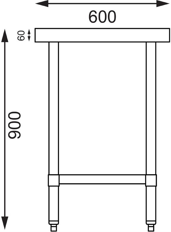  Vogue Table de pr&eacute;paration sans rebord en acier inoxydable 1800 x 600mm 
