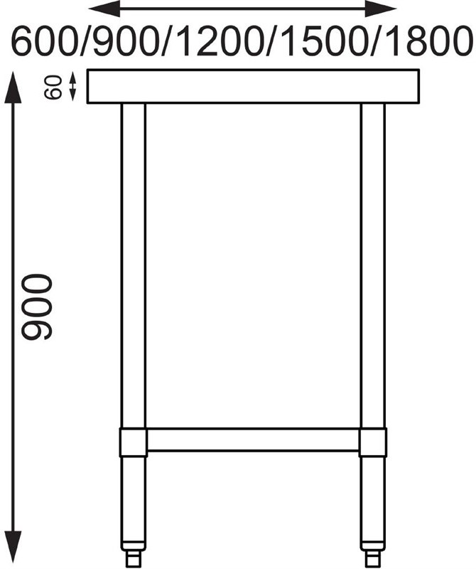  Vogue Table de pr&eacute;paration sans rebord en acier inoxydable 1800 x 600mm 