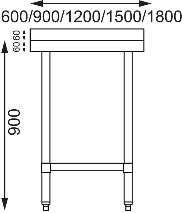  Vogue Table en acier inoxydable avec rebord 1800 x 700mm 