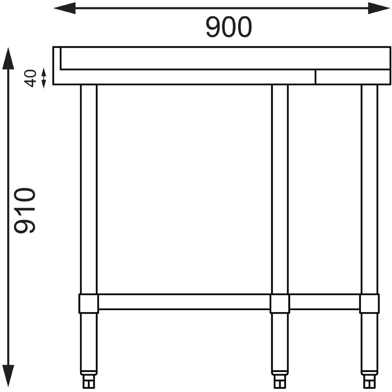  Vogue Table d'angle inox 700mm 