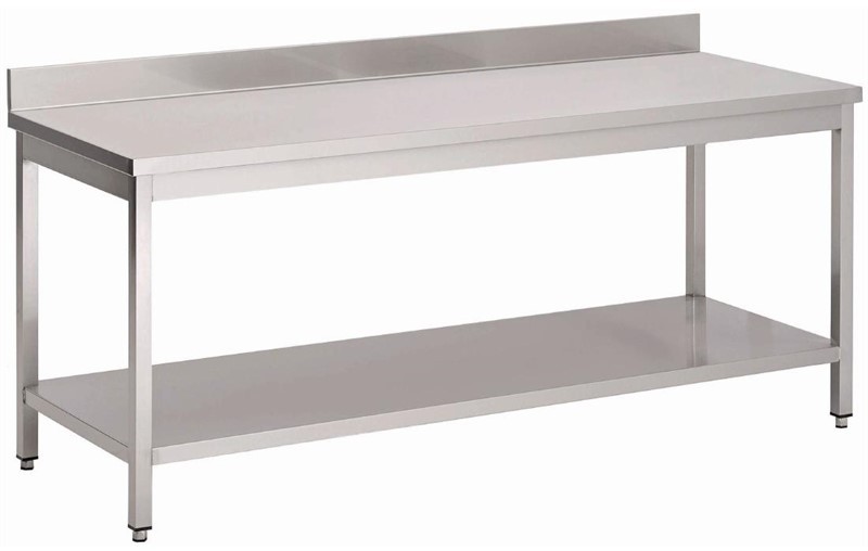  Gastro M Table inox avec &eacute;tag&egrave;re basse et dosseret 1500 x 700 x 850mm 