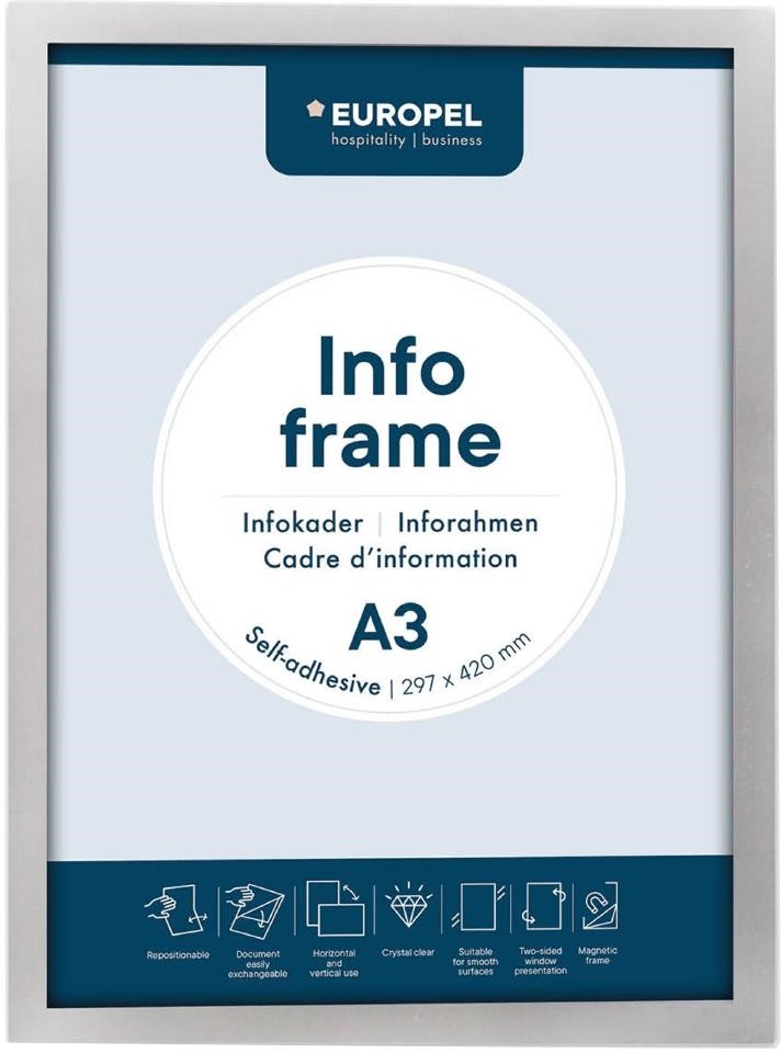  Europel Cadres d'affichage autocollants A3 argent (lot de 2) 