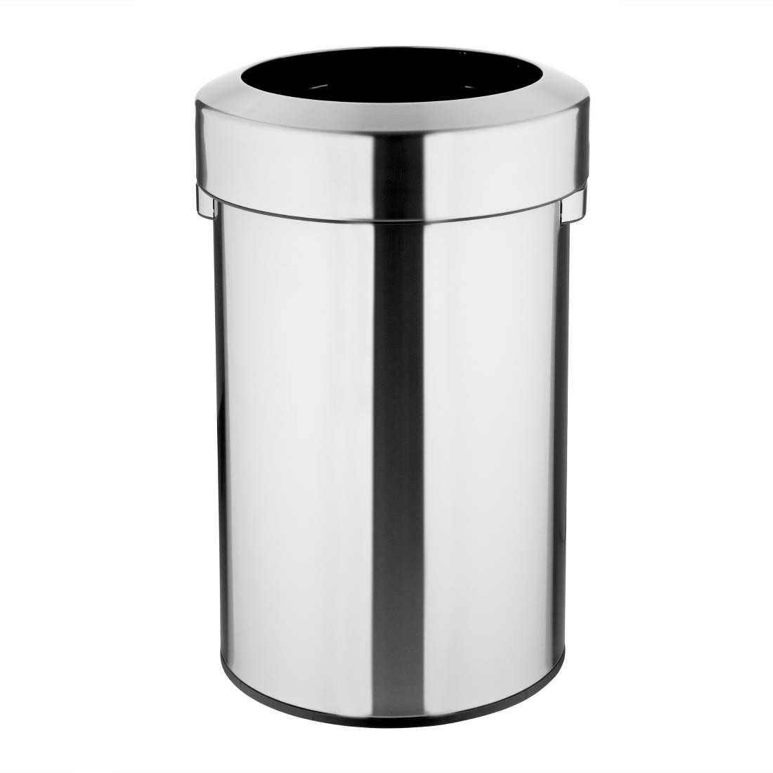  Bolero Poubelle en acier bross&eacute; avec couvercle ouvert 70L 