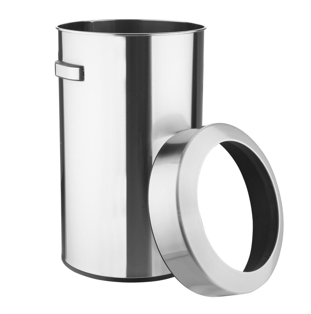  Bolero Poubelle en acier bross&eacute; avec couvercle ouvert 70L 