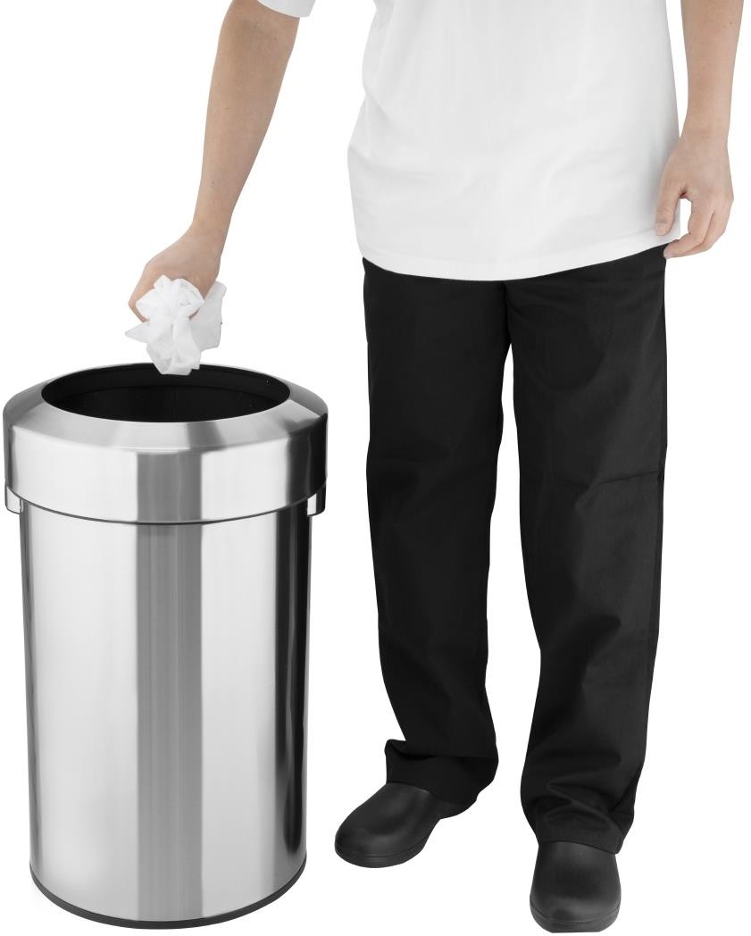  Bolero Poubelle en acier bross&eacute; avec couvercle ouvert 70L 