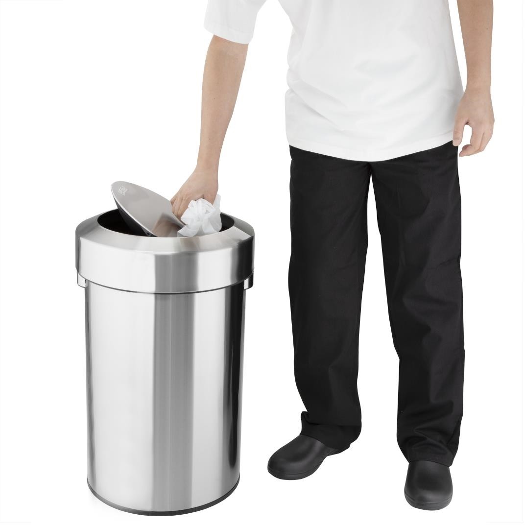  Bolero Poubelle en acier bross&eacute; avec couvercle basculant 70L 