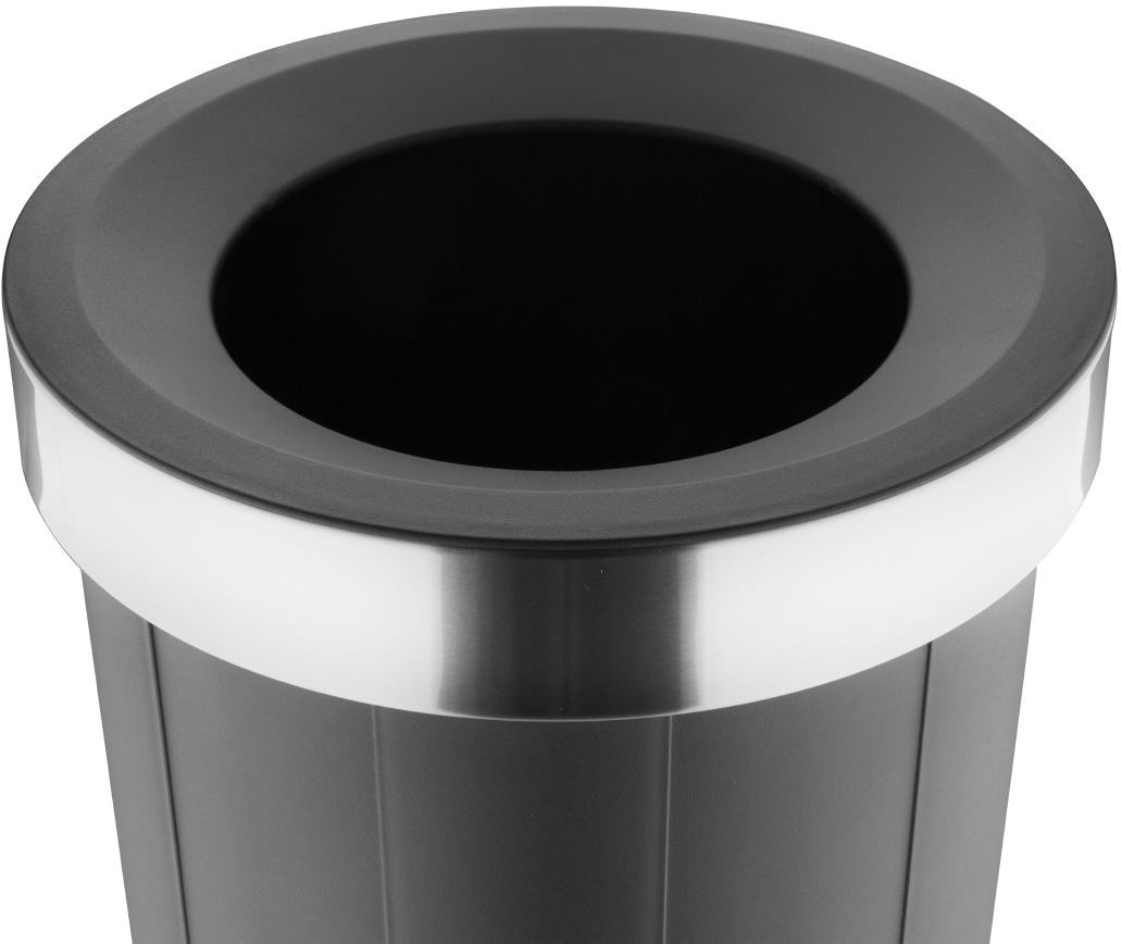  Bolero Poubelle ronde noire en polypropyl&egrave;ne avec couvercle ouvert 60L 