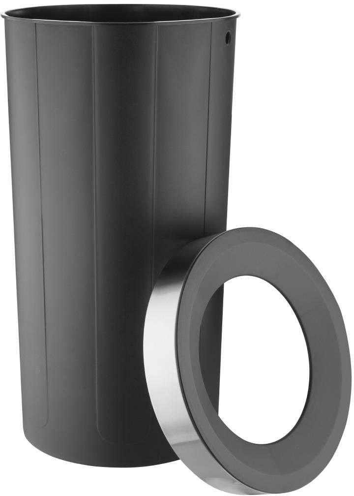  Bolero Poubelle ronde noire en polypropyl&egrave;ne avec couvercle ouvert 60L 