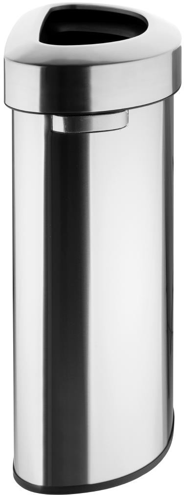  Bolero Poubelle en D en acier bross&eacute; avec couvercle ouvert 86L 