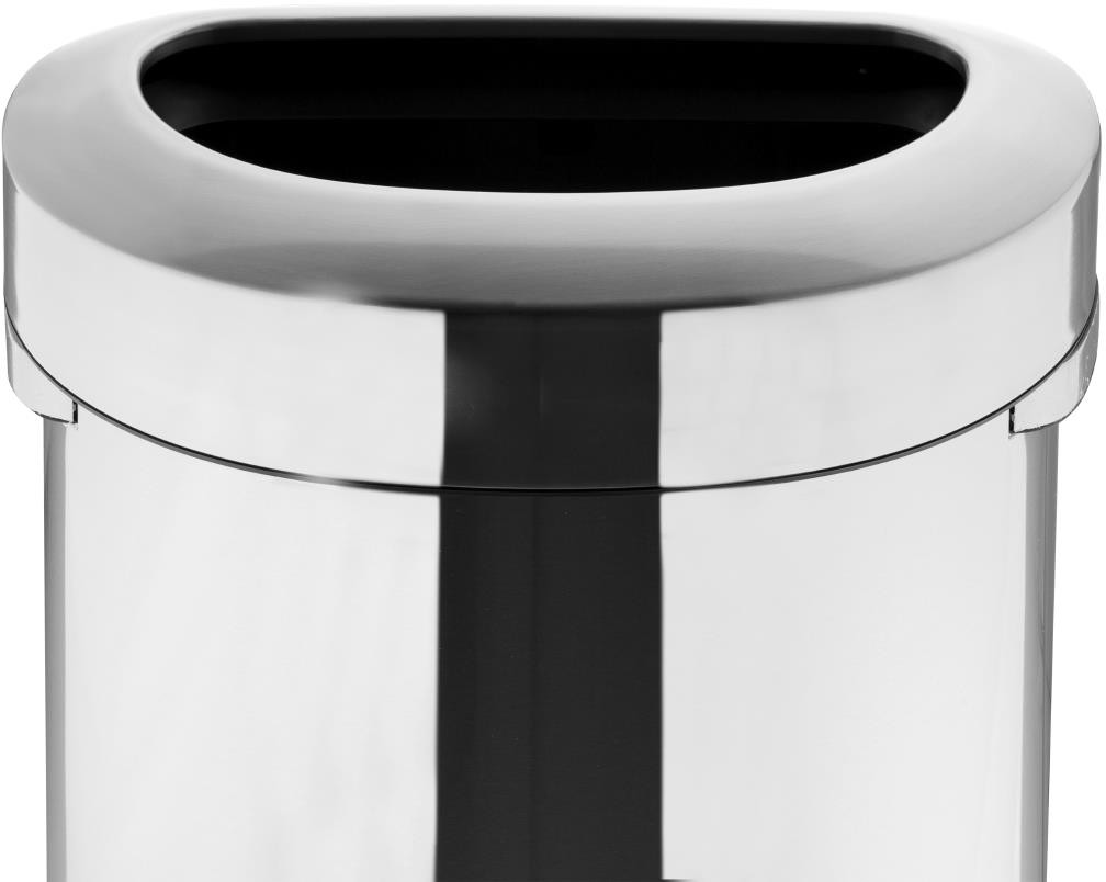 Bolero Poubelle en D en acier bross&eacute; avec couvercle ouvert 86L 