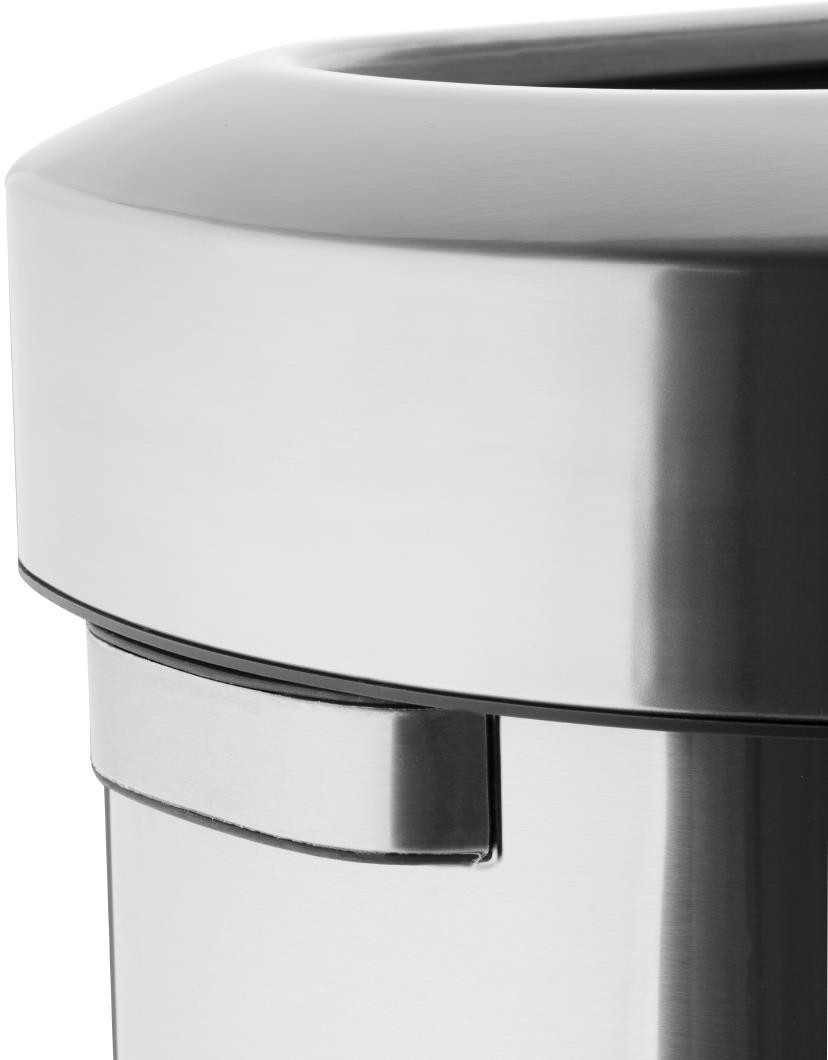  Bolero Poubelle en D en acier bross&eacute; avec couvercle ouvert 86L 