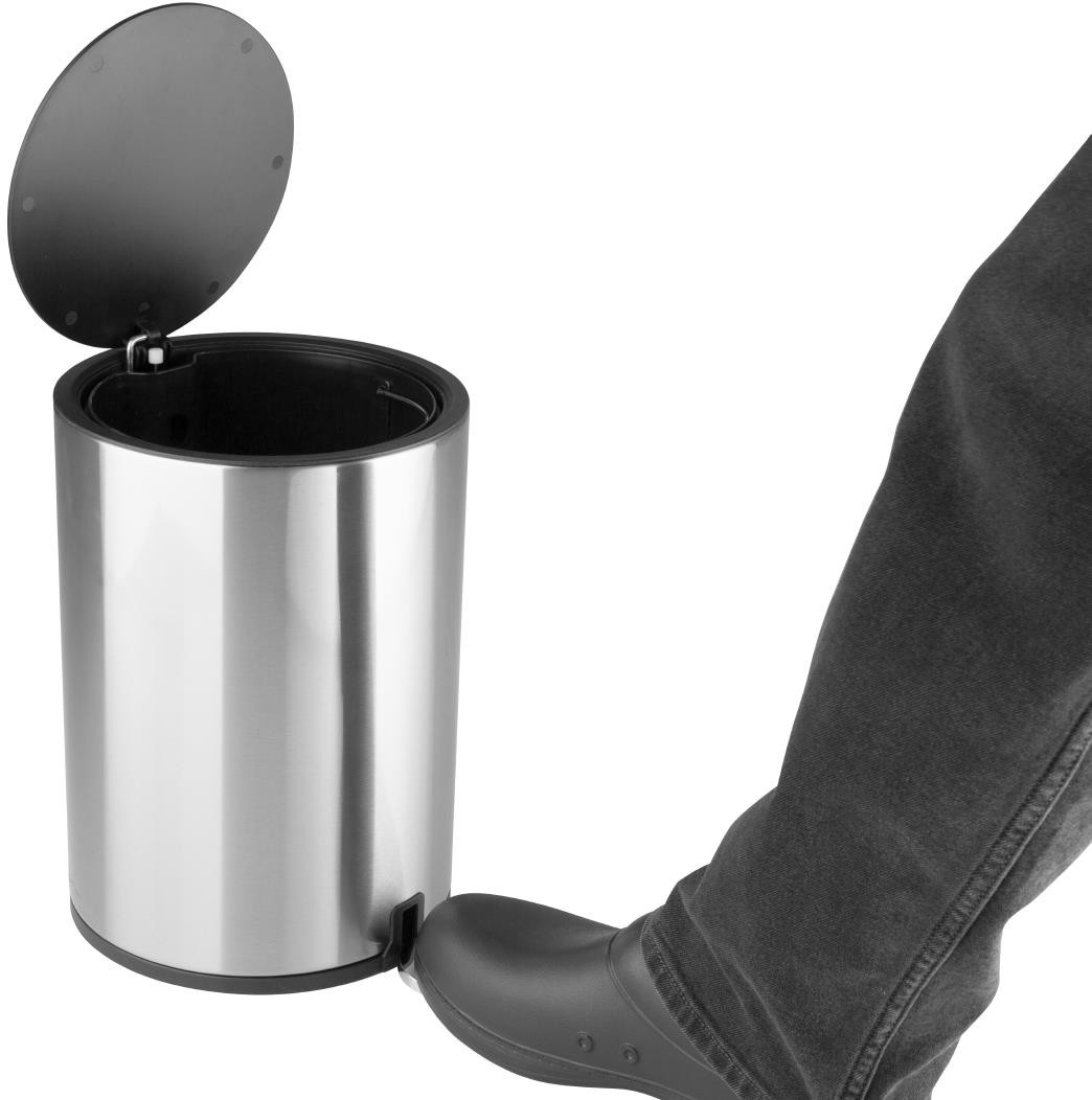  Jantex Poubelle &agrave; p&eacute;dale ronde en acier bross&eacute; 3L 