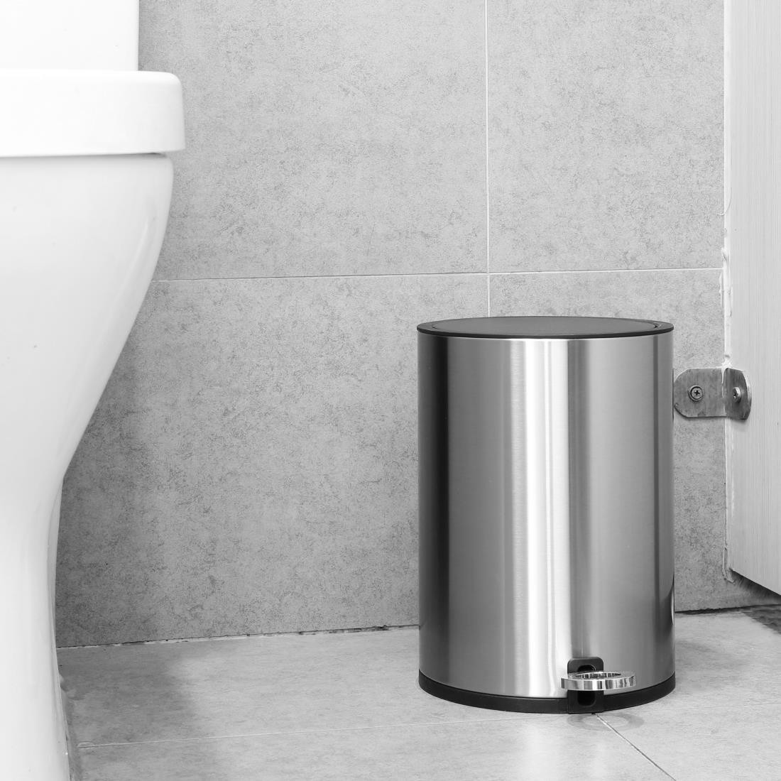  Jantex Poubelle &agrave; p&eacute;dale ronde en acier bross&eacute; 3L 