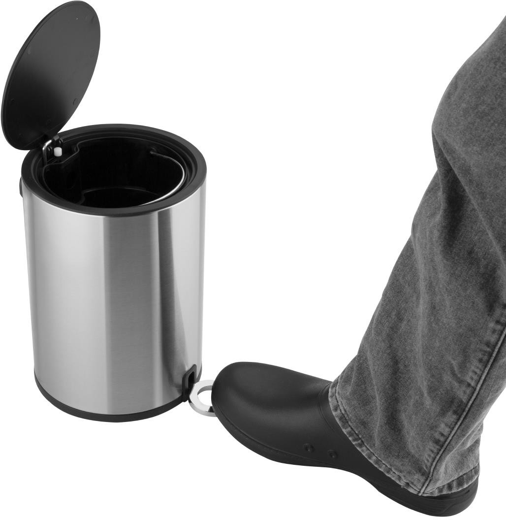  Jantex Poubelle &agrave; p&eacute;dale ronde en acier bross&eacute; 6L 