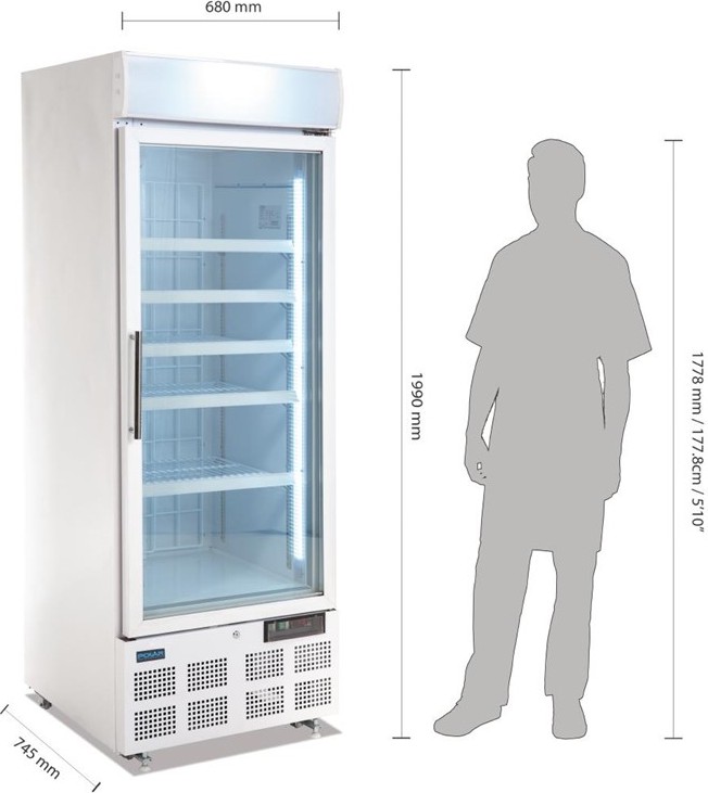  Polar Vitrine r&eacute;frig&eacute;r&eacute;e n&eacute;gative une porte avec bandeau lumineux S&eacute;rie G 412L 