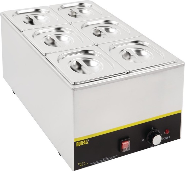  Vogue Ensemble inox 6 GN 1/6 avec couvercles (2 entretoises 325 x 25mm) 