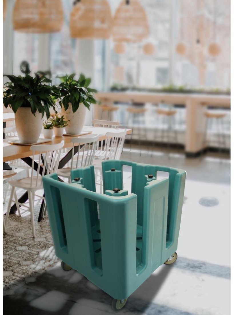  Cambro Chariot &agrave; vaisselle r&eacute;glable compact bleu ardoise 