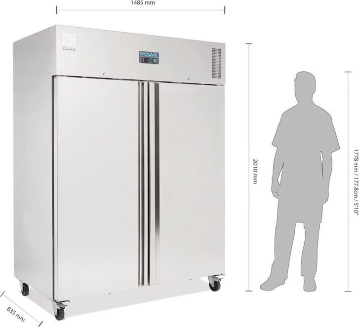  Polar Réfrigérateur professionnel Gastronorme 2 portes 1300L Série U 