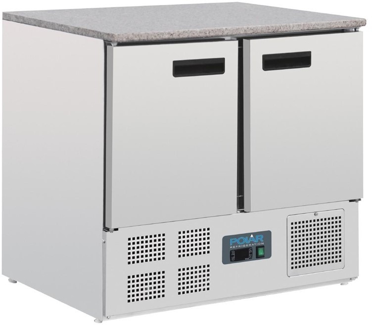  Polar Table r&eacute;frig&eacute;r&eacute;e positive plan de travail en marbre S&eacute;rie G 2 portes 240L 