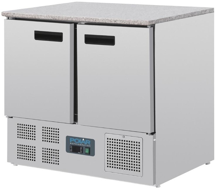  Polar Table r&eacute;frig&eacute;r&eacute;e positive plan de travail en marbre S&eacute;rie G 2 portes 240L 