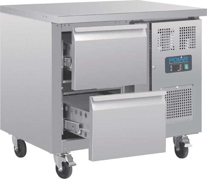  Polar Table r&eacute;frig&eacute;r&eacute;e GN 1/1 ventil&eacute;e 2 tiroirs S&eacute;rie U 