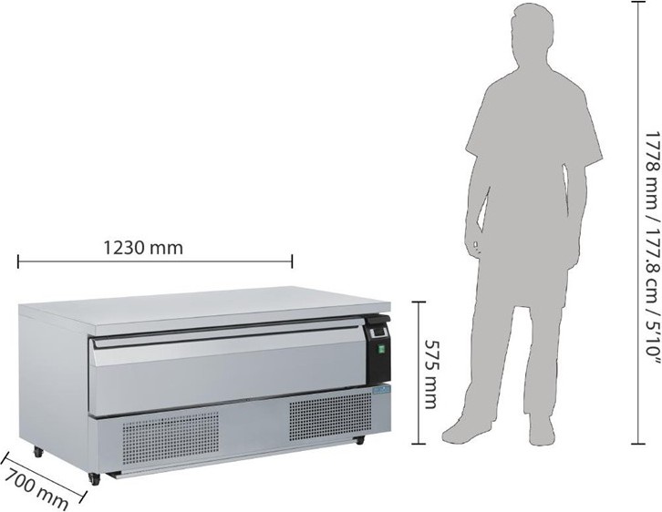  Polar Soubassement double r&eacute;frig&eacute;ration 1 tiroir S&eacute;rie U 3x GN 1/1 