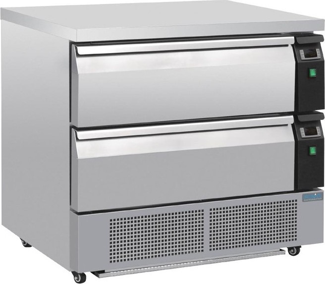  Polar Soubassement double r&eacute;frig&eacute;ration 2 tiroirs S&eacute;rie U 4x GN 1/1 
