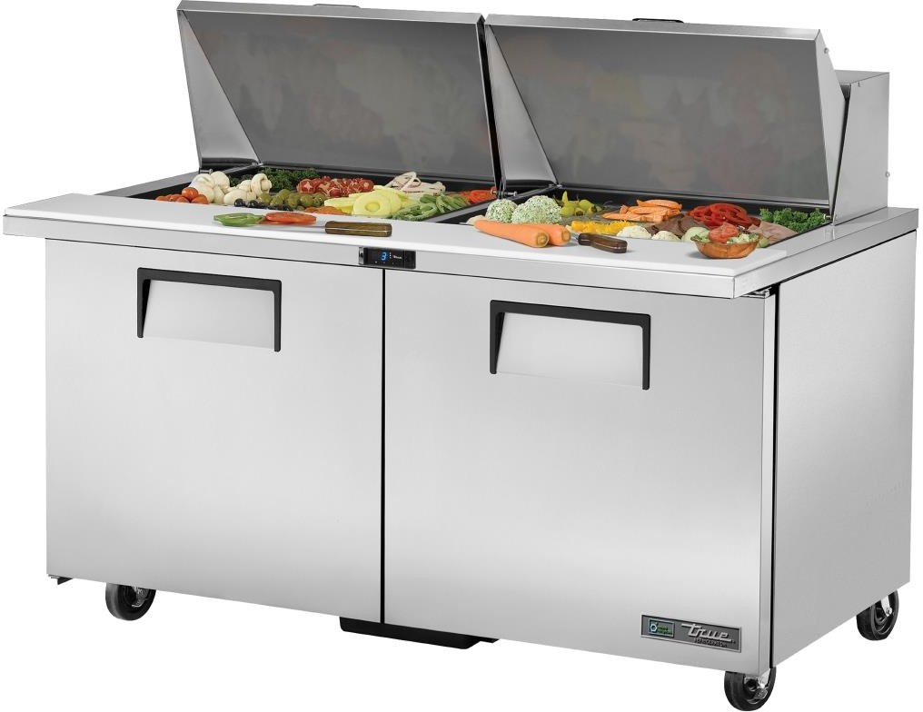  True Table de pr&eacute;paration 24 bacs GN 1/6 2 portes TSSU-60-24M-B-ST 