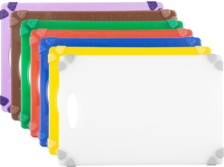  Hygiplas Ensemble de planches &agrave; d&eacute;couper antid&eacute;rapantes professionnelles 458x306x12mm (lot de 7) 