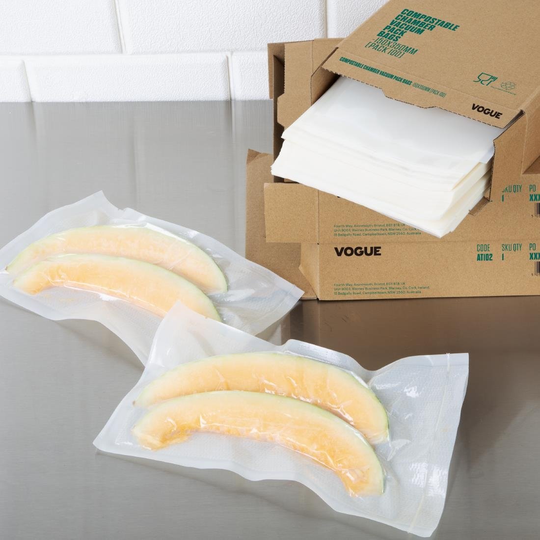  Vogue Sacs gaufr&eacute;s compostables pour machine sous vide 300x400mm (Lot de 50) 