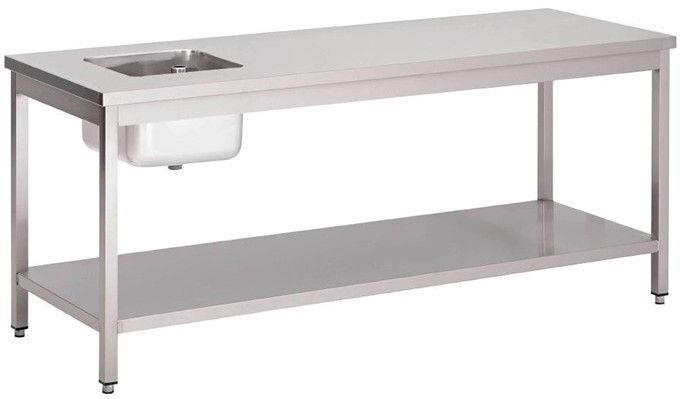  Gastro M Table du chef inox avec &eacute;tag&egrave;re basse 1400 x 700 x 850mm 