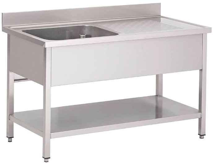 Gastro M Plonge inox avec &eacute;tag&egrave;re basse 1 bac &agrave; gauche 1400 x 700 x 850mm 