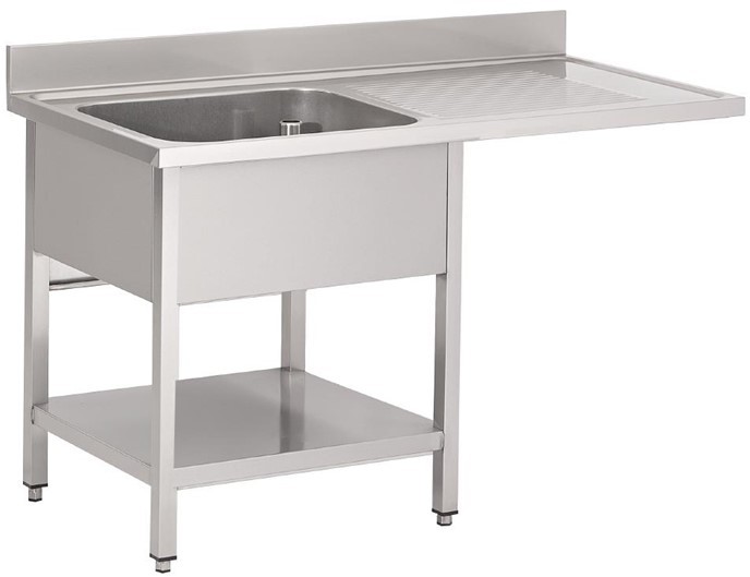  Gastro M Plonge inox avec &eacute;tag&egrave;re basse et emplacement lave-vaisselle 1 bac &agrave; gauche 1200 x 700 x 850mm 