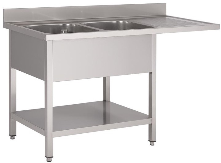  Gastro M Plonge inox avec &eacute;tag&egrave;re basse et emplacement lave-vaisselle 2 bacs &agrave; gauche 1600 x 700 x 850mm 