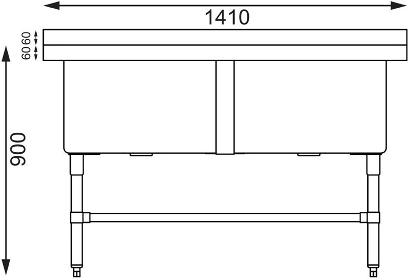  Vogue Double &eacute;vier profond 1410 x 600mm 